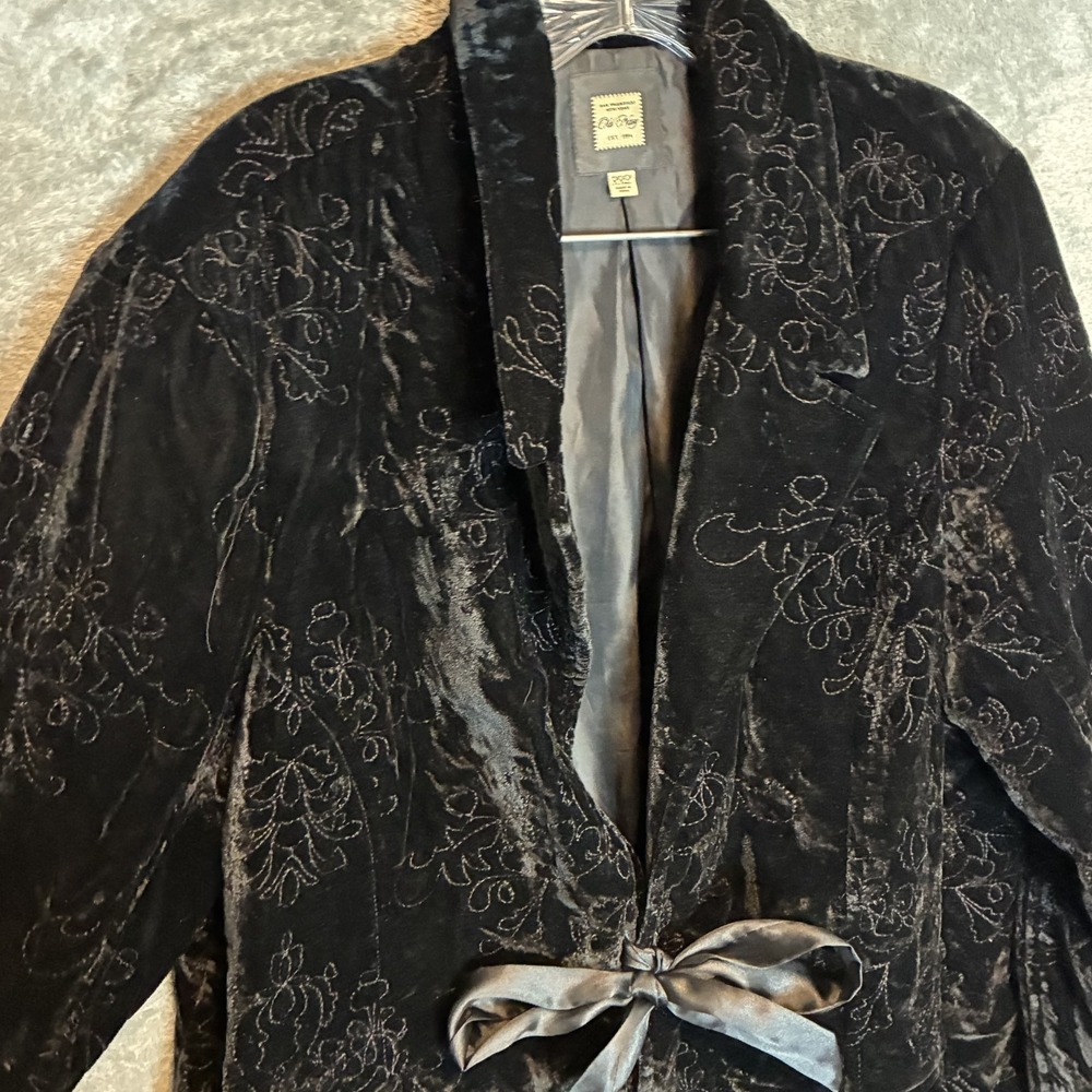 Vtg Old Navy Womens Velvet Blazer Jacket 2XL Whimsigoth Romantic Goth Y2K Black